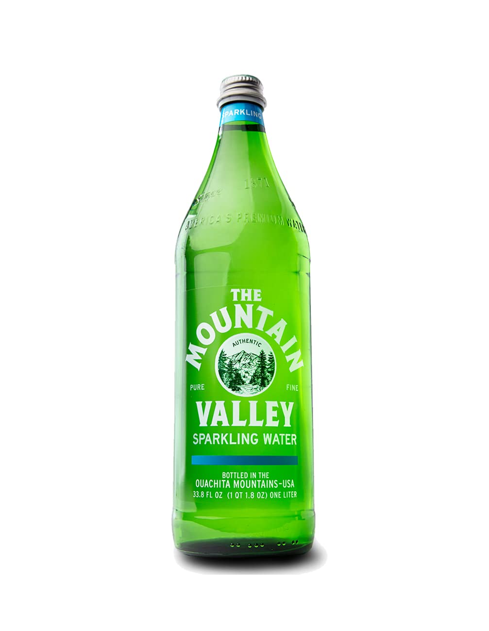 The Mountain Valley 1 Liter Sparkling Water in Glass bottle 1 Liter (Pack of 12)