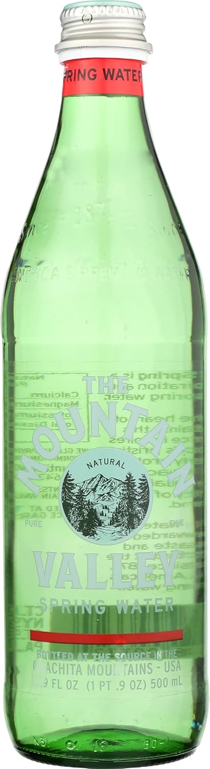 Mountain Valley Spring Water. Premium Glass. Gluten Free. Non GMO. 0.5 Liter (Pack of 12)