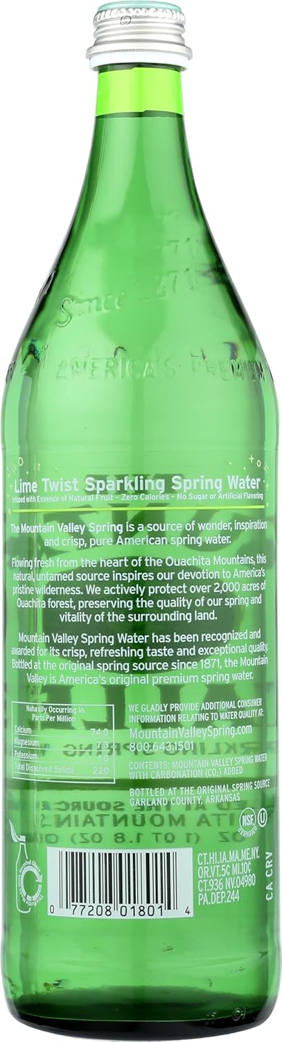 Mountain Valley Spring Sparkling Water Lime. 1 Ounce