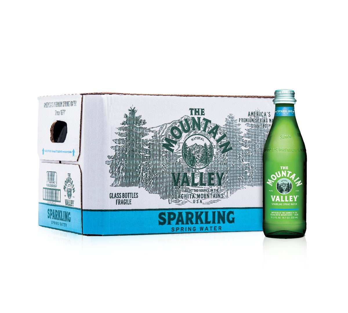 Mountain Valley Sparkling Water. 333 mL Glass Bottles (Pack of 24)
