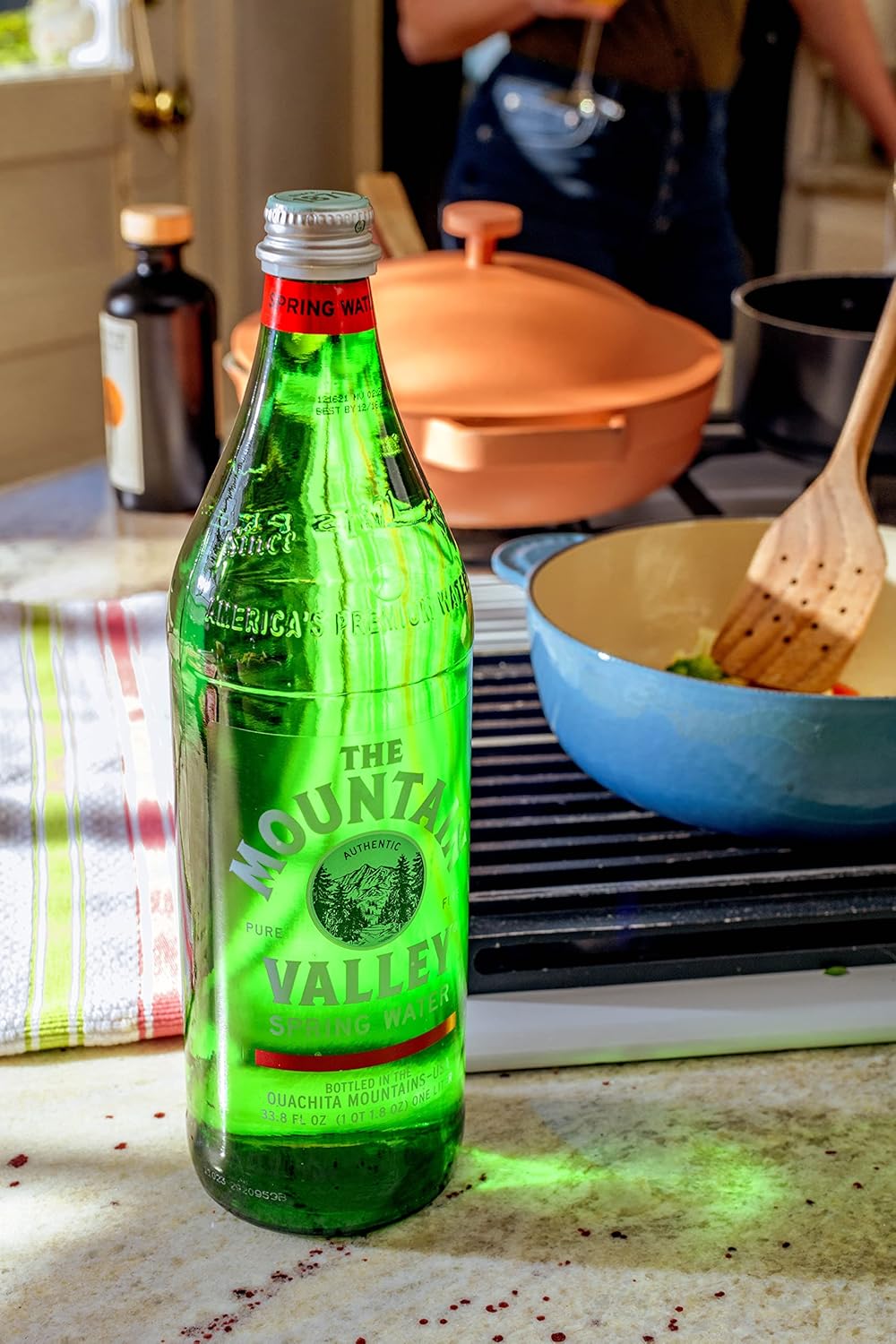 The Mountain Valley 1 Liter Spring Water in Glass bottle 1 Liter (Pack of 12)