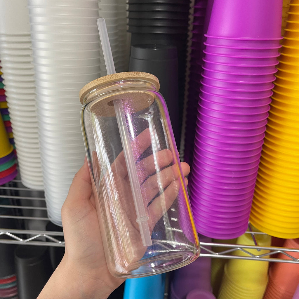 16oz Iridescent Sublimation Glass Can